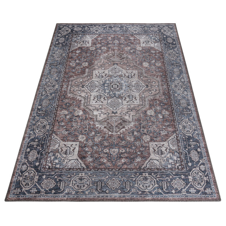 Dubai Navy Blue Vintage Non-Slip Rug