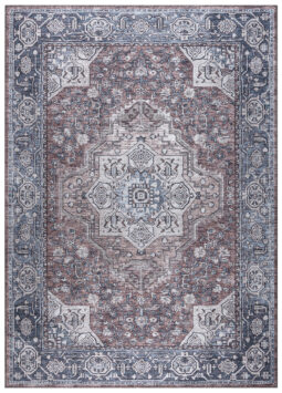Dubai Navy Blue Vintage Non-Slip Rug