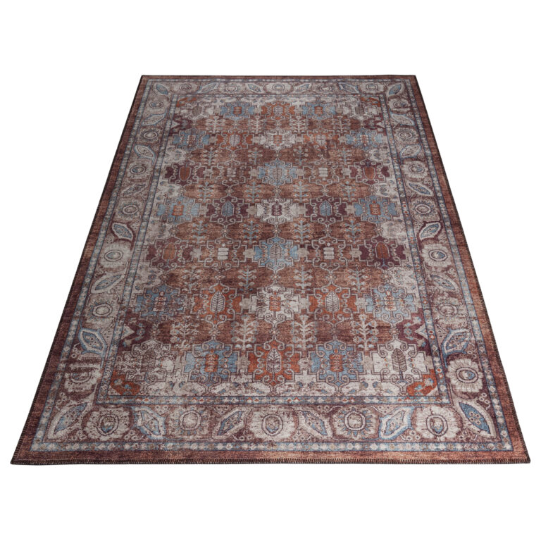 Dubai Burgundy Ornamental Non-Slip Rug