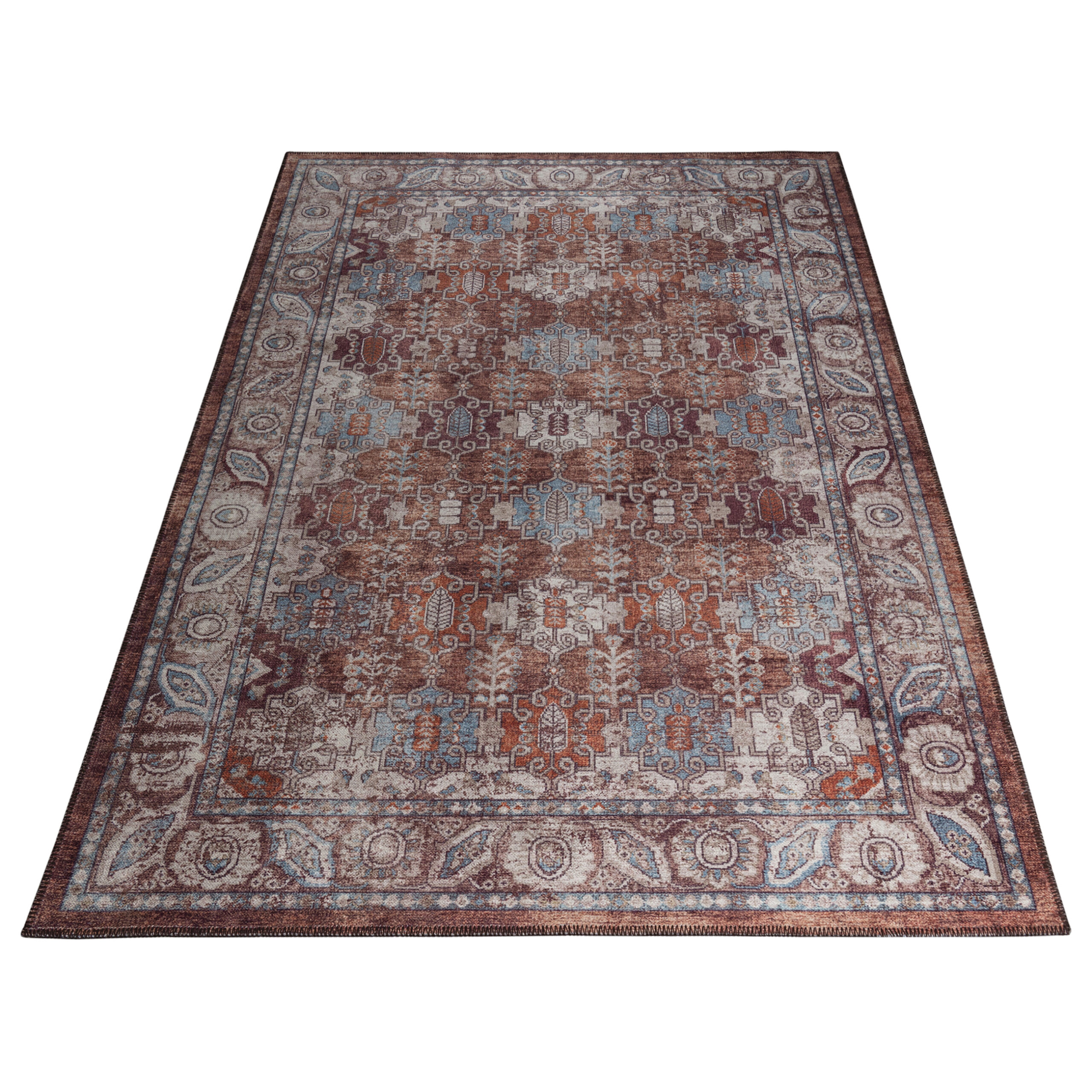 Dubai Burgundy Ornamental Non-Slip Rug