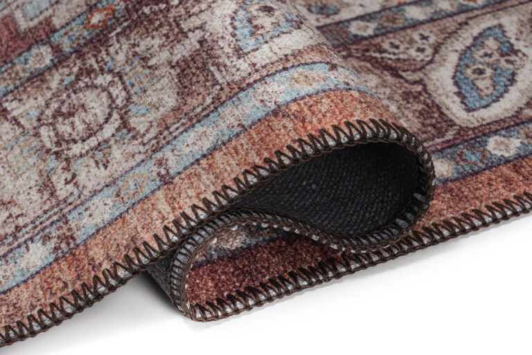 Dubai Burgundy Ornamental Non-Slip Rug