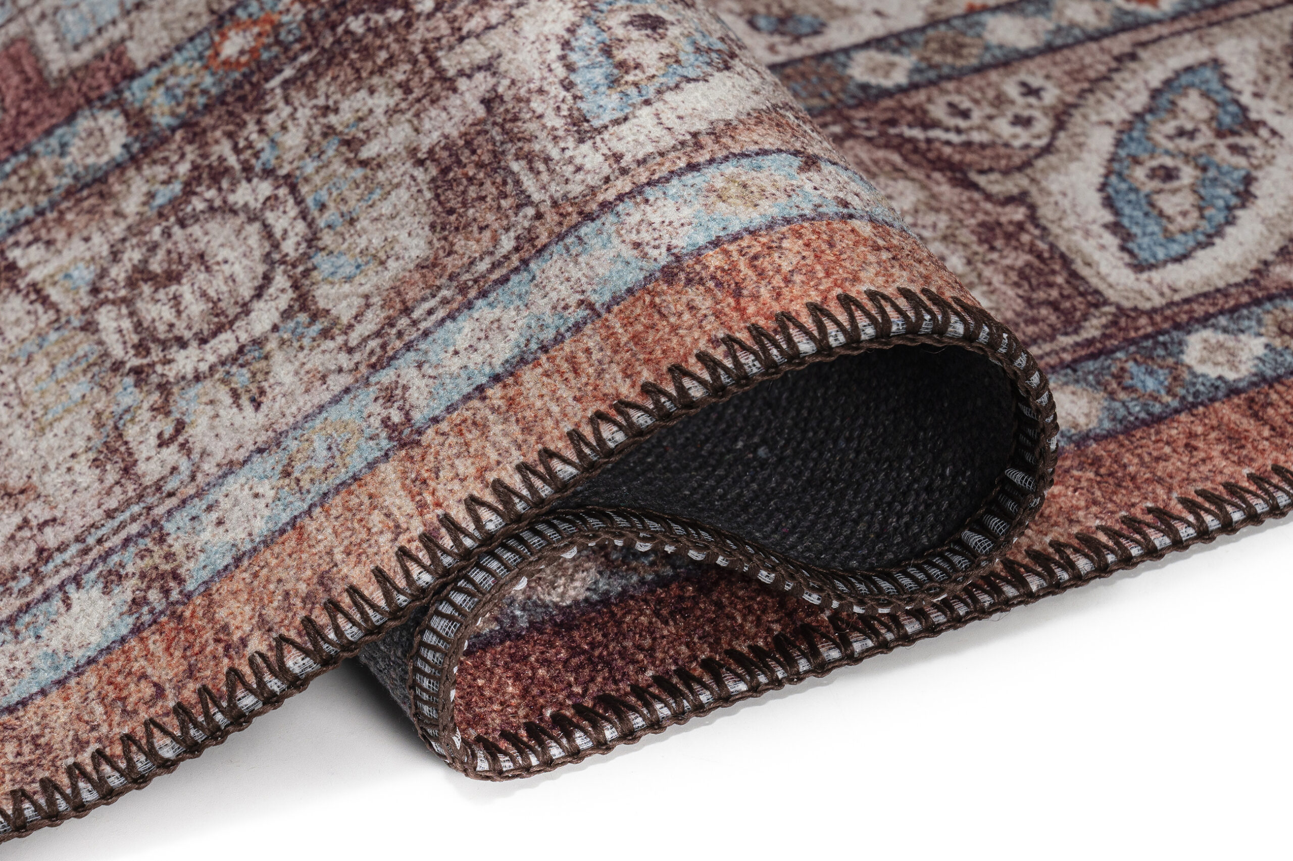 Dubai Burgundy Ornamental Non-Slip Rug