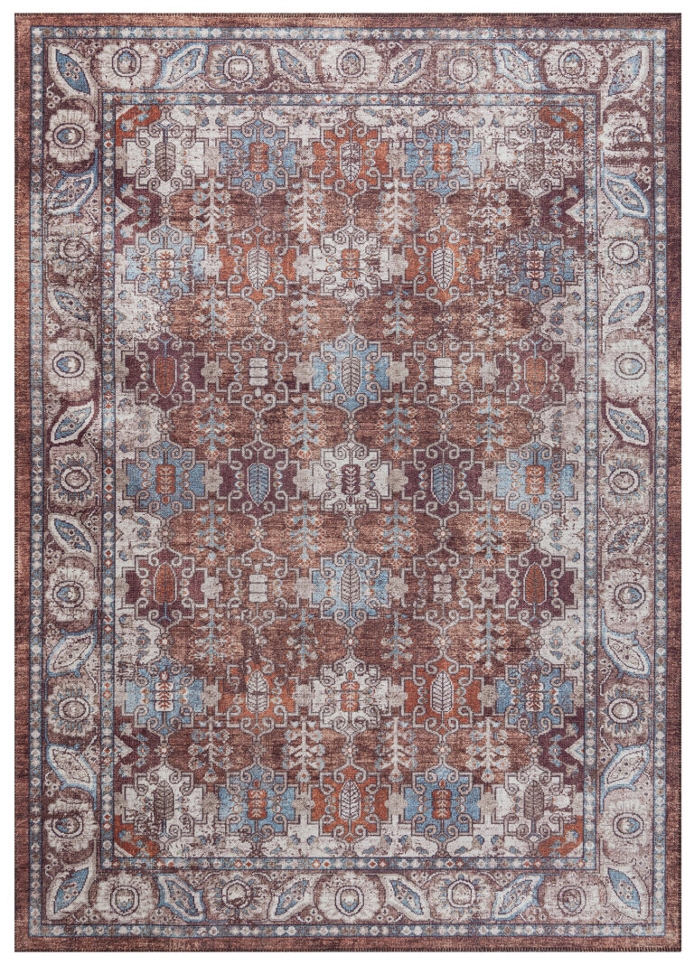Dubai Burgundy Ornamental Non-Slip Rug