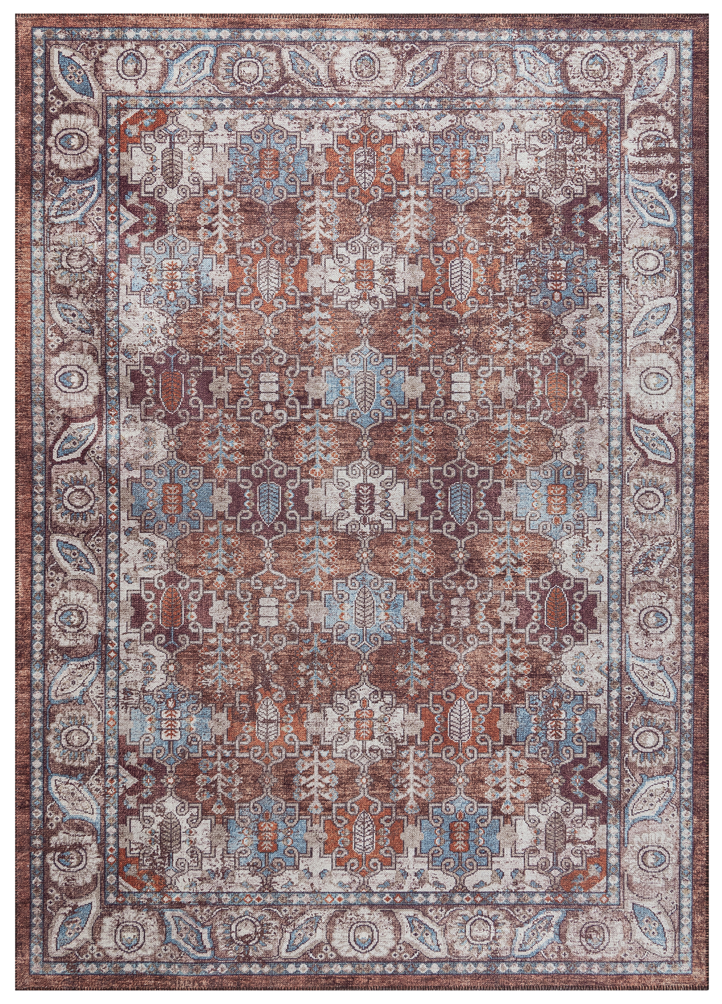 Dubai Burgundy Ornamental Non-Slip Rug