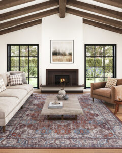 Dubai Burgundy Ornamental Non-Slip Rug