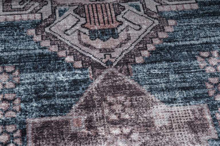 Dubai Navy Blue Distressed Non-Slip Rug