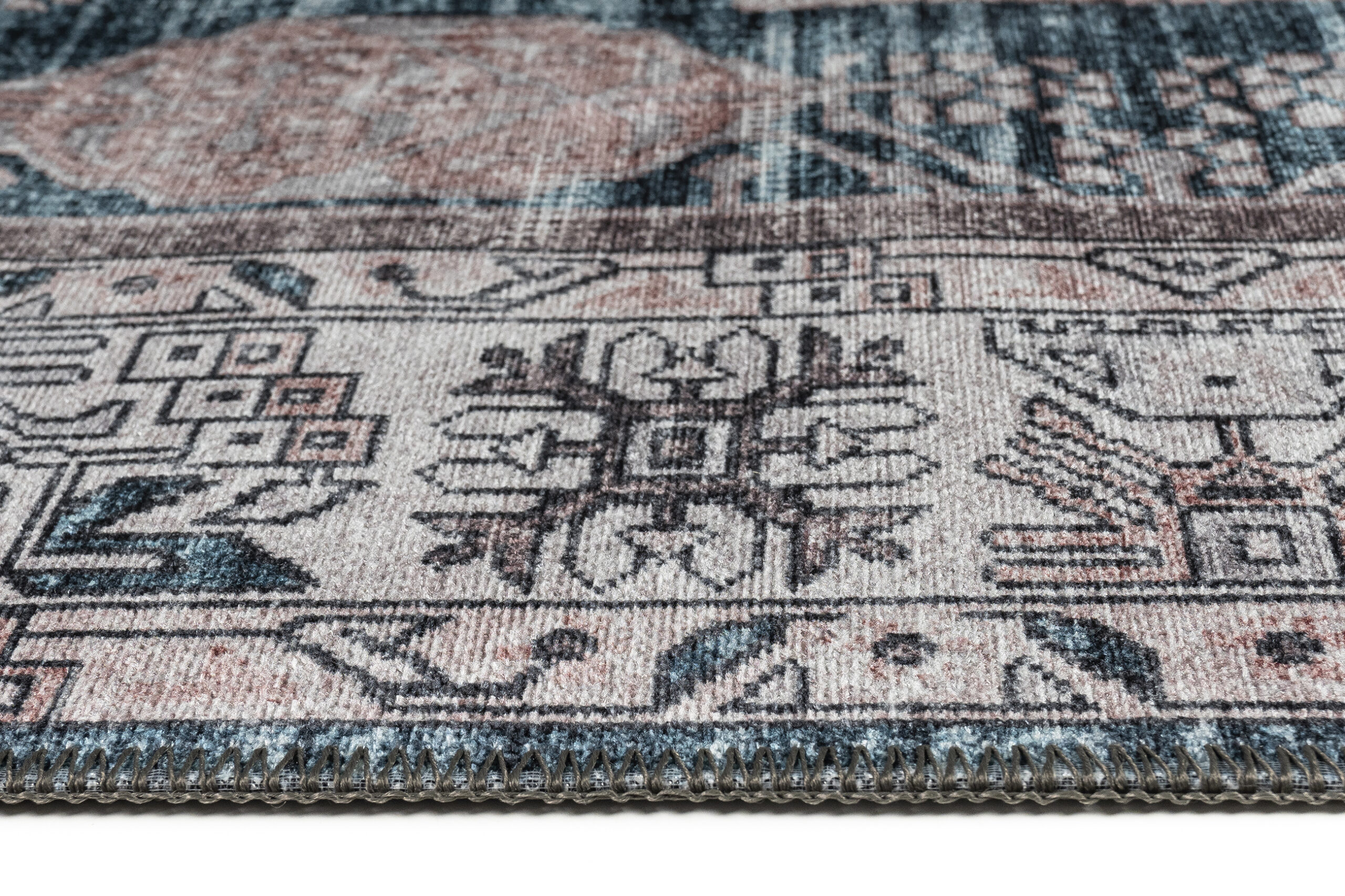Dubai Navy Blue Distressed Non-Slip Rug