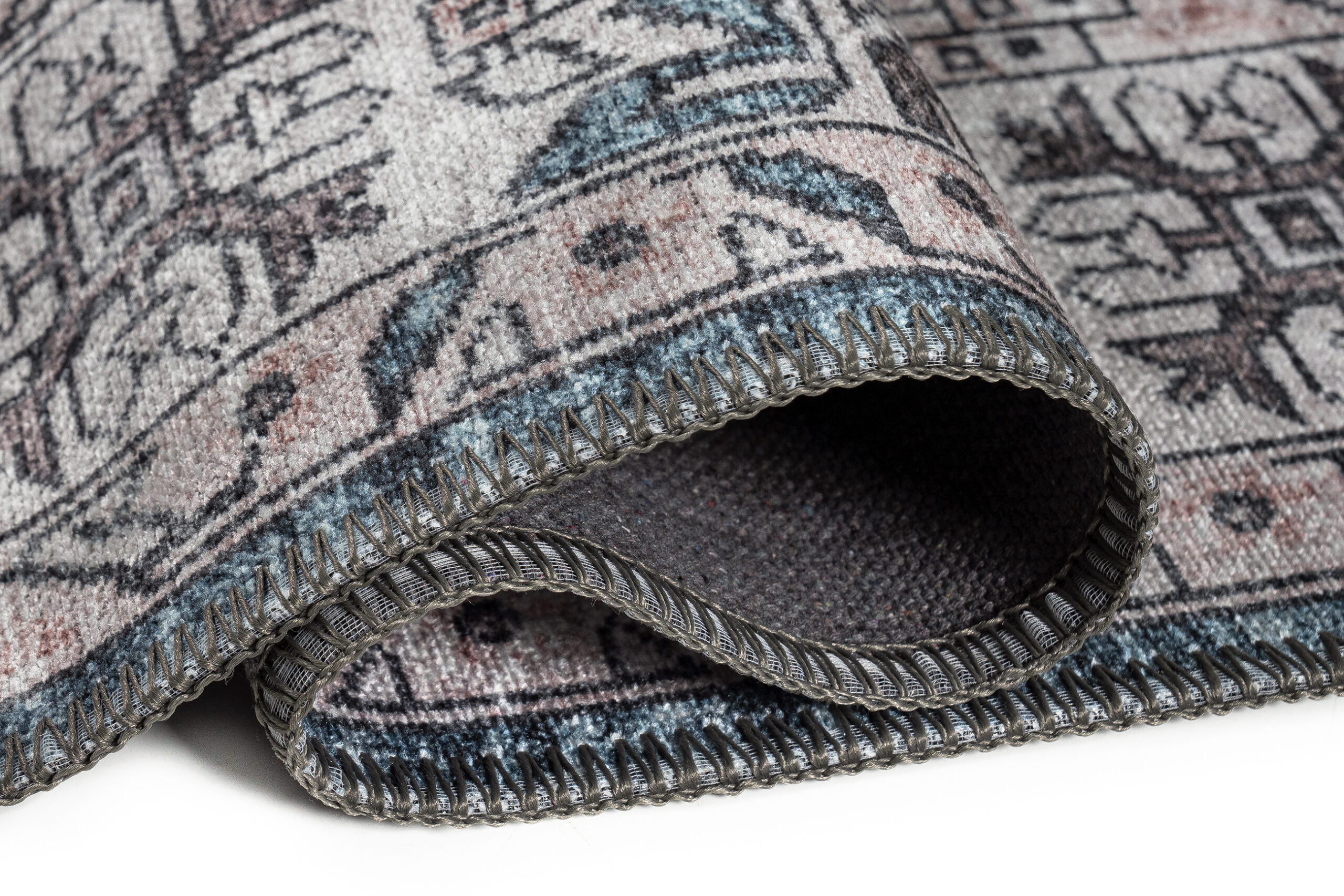 Dubai Navy Blue Distressed Non-Slip Rug