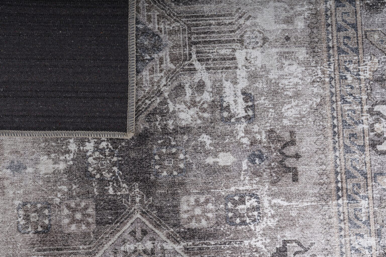 Dubai Grey Distressed Non-Slip Rug