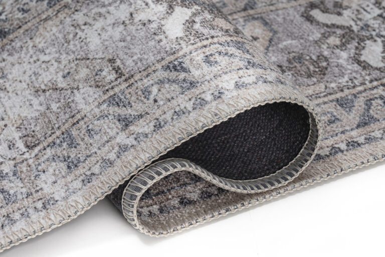 Dubai Grey Distressed Non-Slip Rug