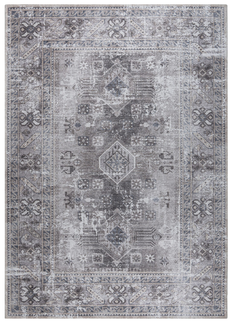 Dubai Grey Distressed Non-Slip Rug