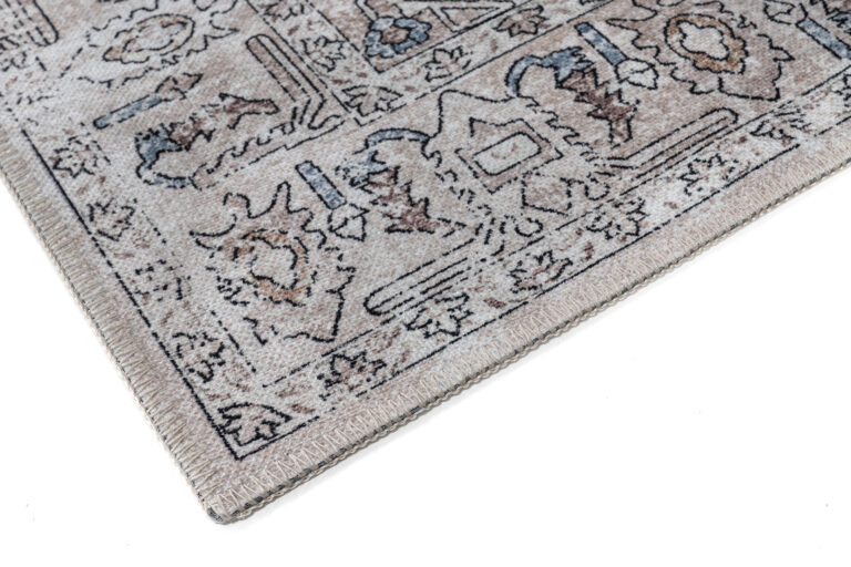 Dubai Grey Beige Vintage Non-Slip Rug
