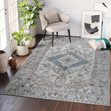 Dubai Grey Beige Vintage Non-Slip Rug