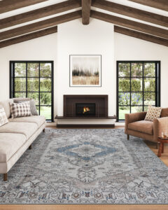 Dubai Grey Beige Vintage Non-Slip Rug