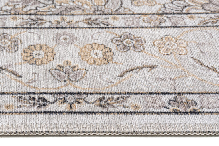 Dubai Beige Floral Pattern Non-Slip Rug
