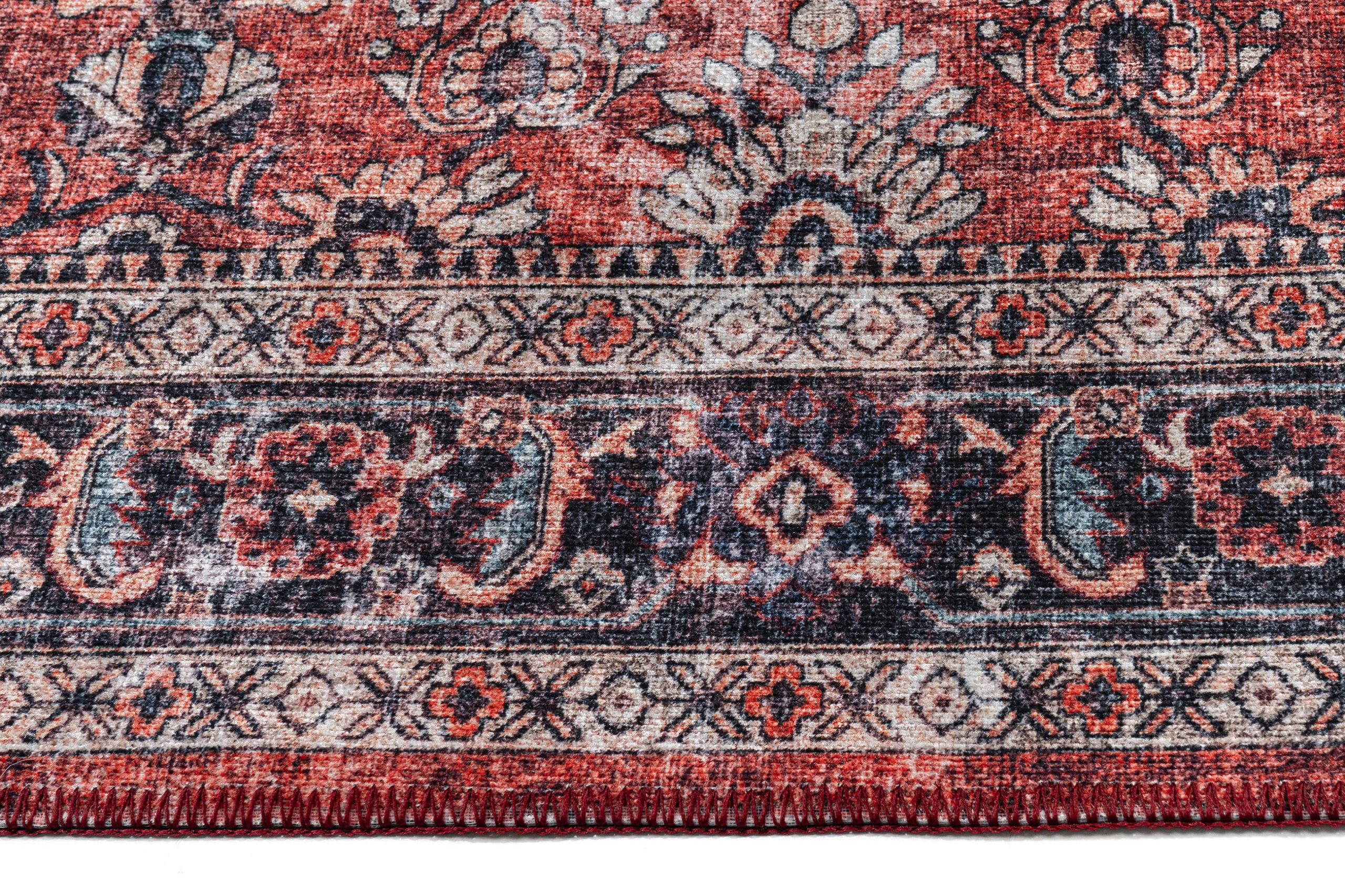 Dubai Red Ornamental Non-Slip Rug