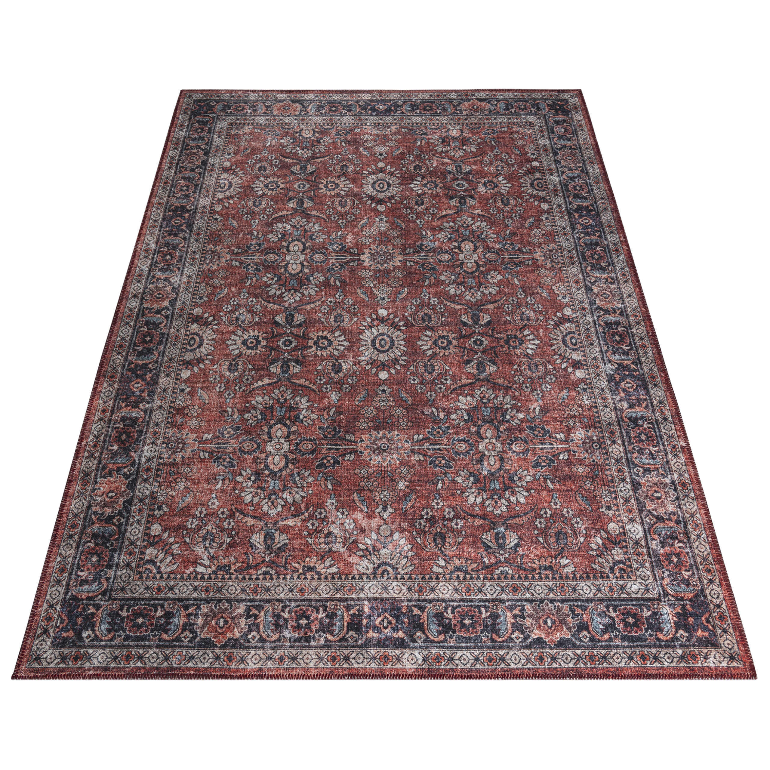 Dubai Red Ornamental Non-Slip Rug