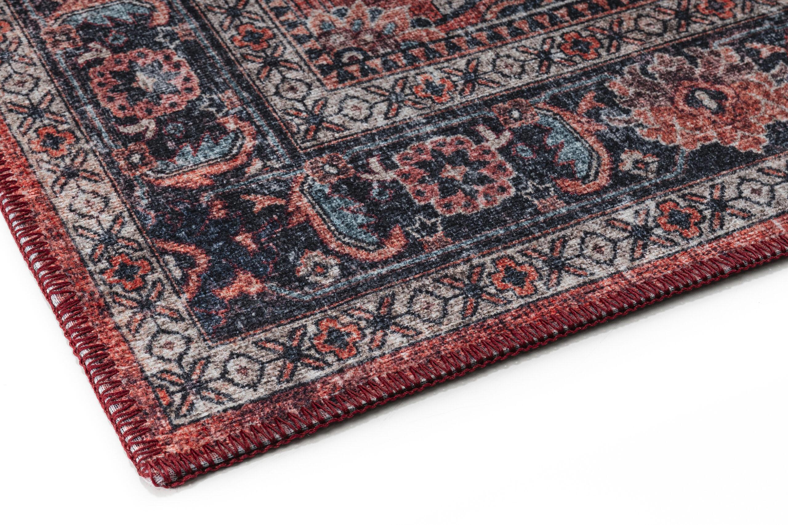 Dubai Red Ornamental Non-Slip Rug
