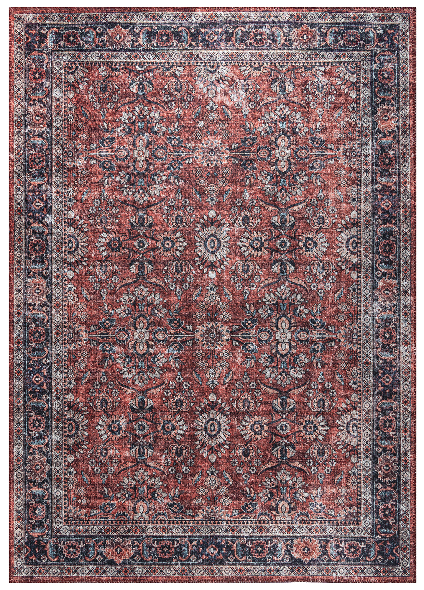 Dubai Red Ornamental Non-Slip Rug