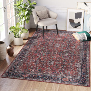 Dubai Red Ornamental Non-Slip Rug