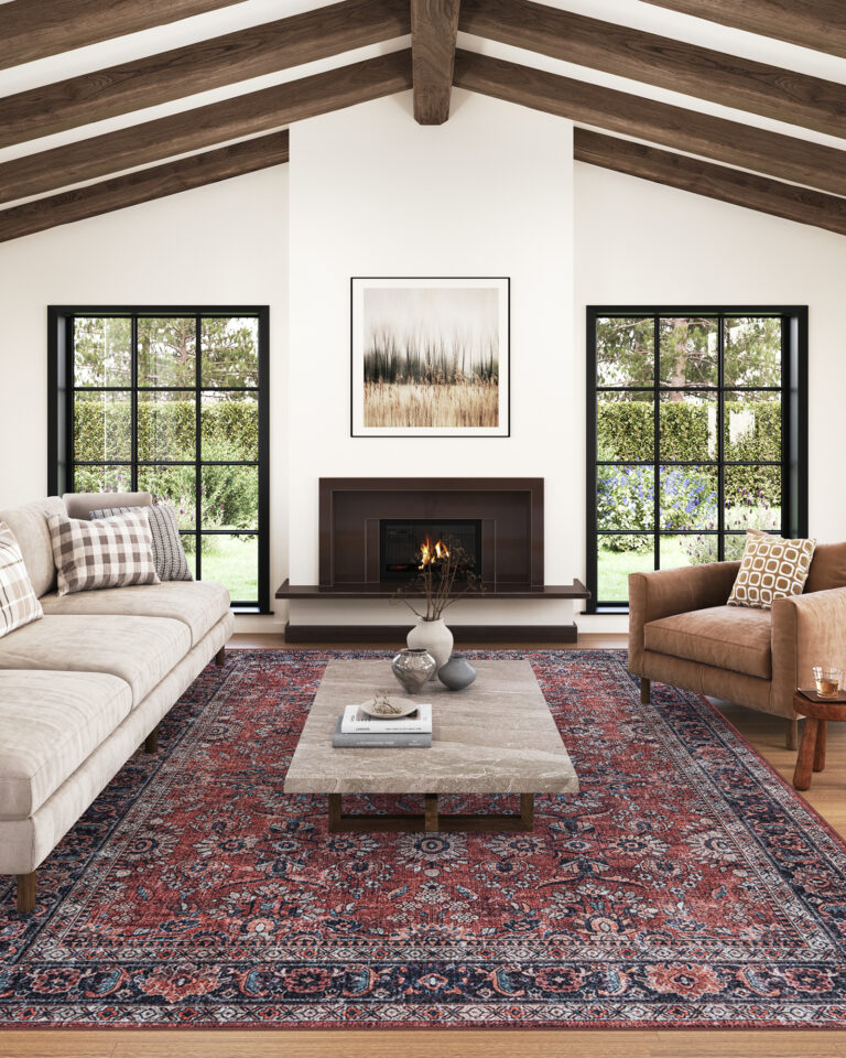 Dubai Red Ornamental Non-Slip Rug