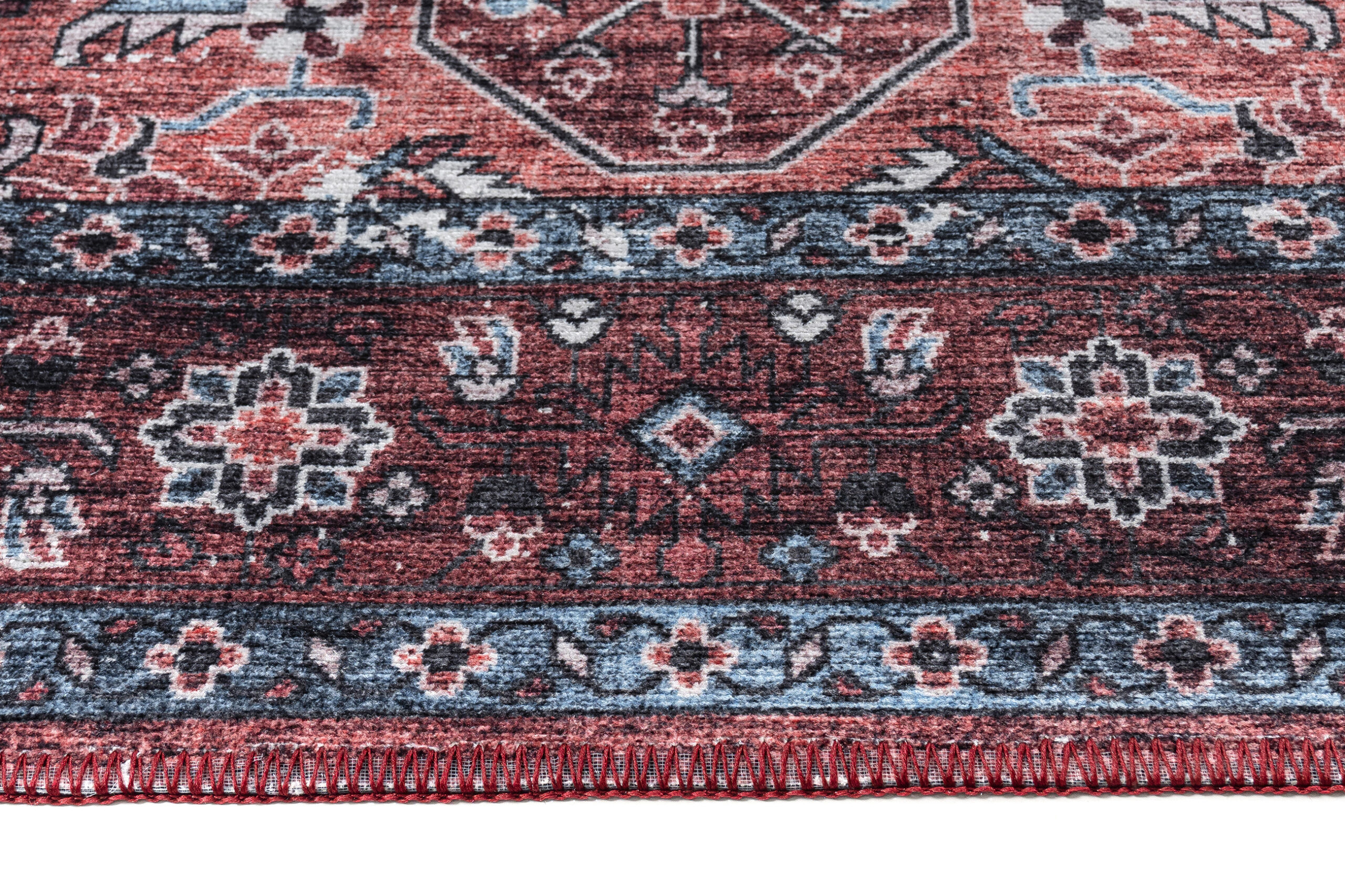Dubai Red Navy Blue Non-Slip Rug