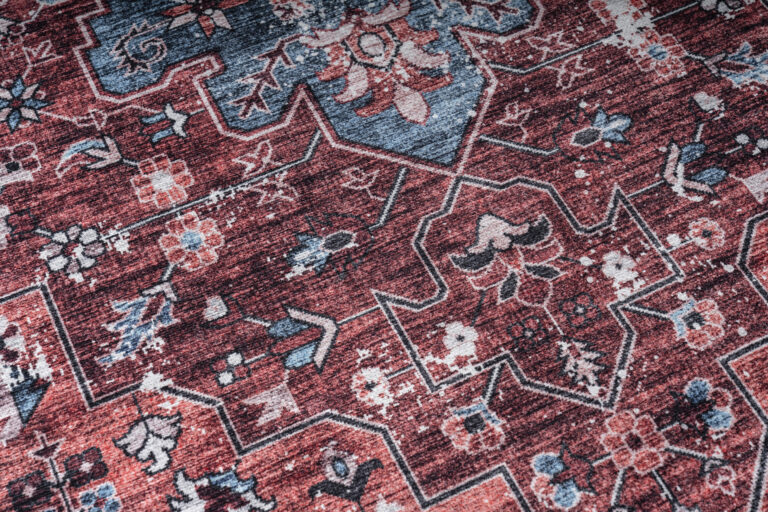 Dubai Red Navy Blue Non-Slip Rug