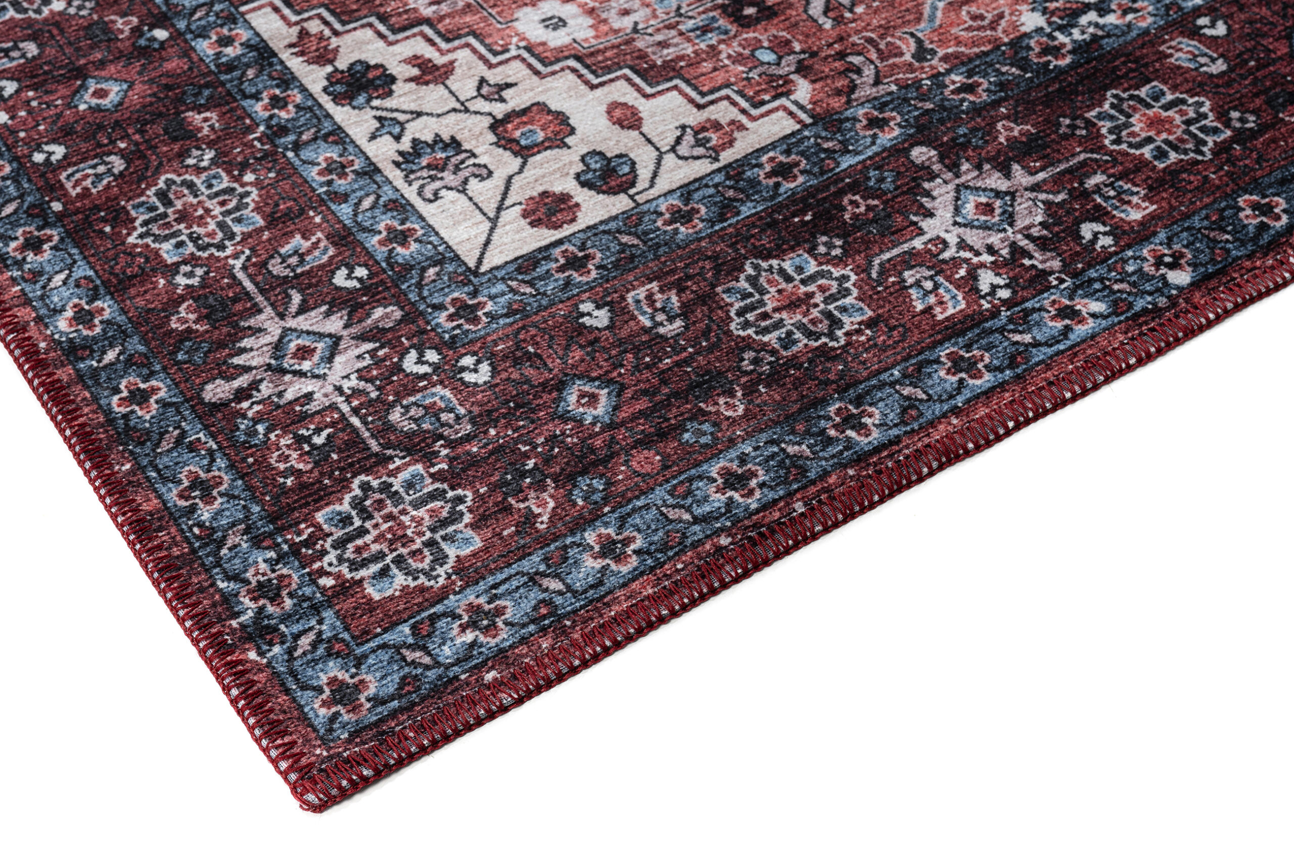 Dubai Red Navy Blue Non-Slip Rug