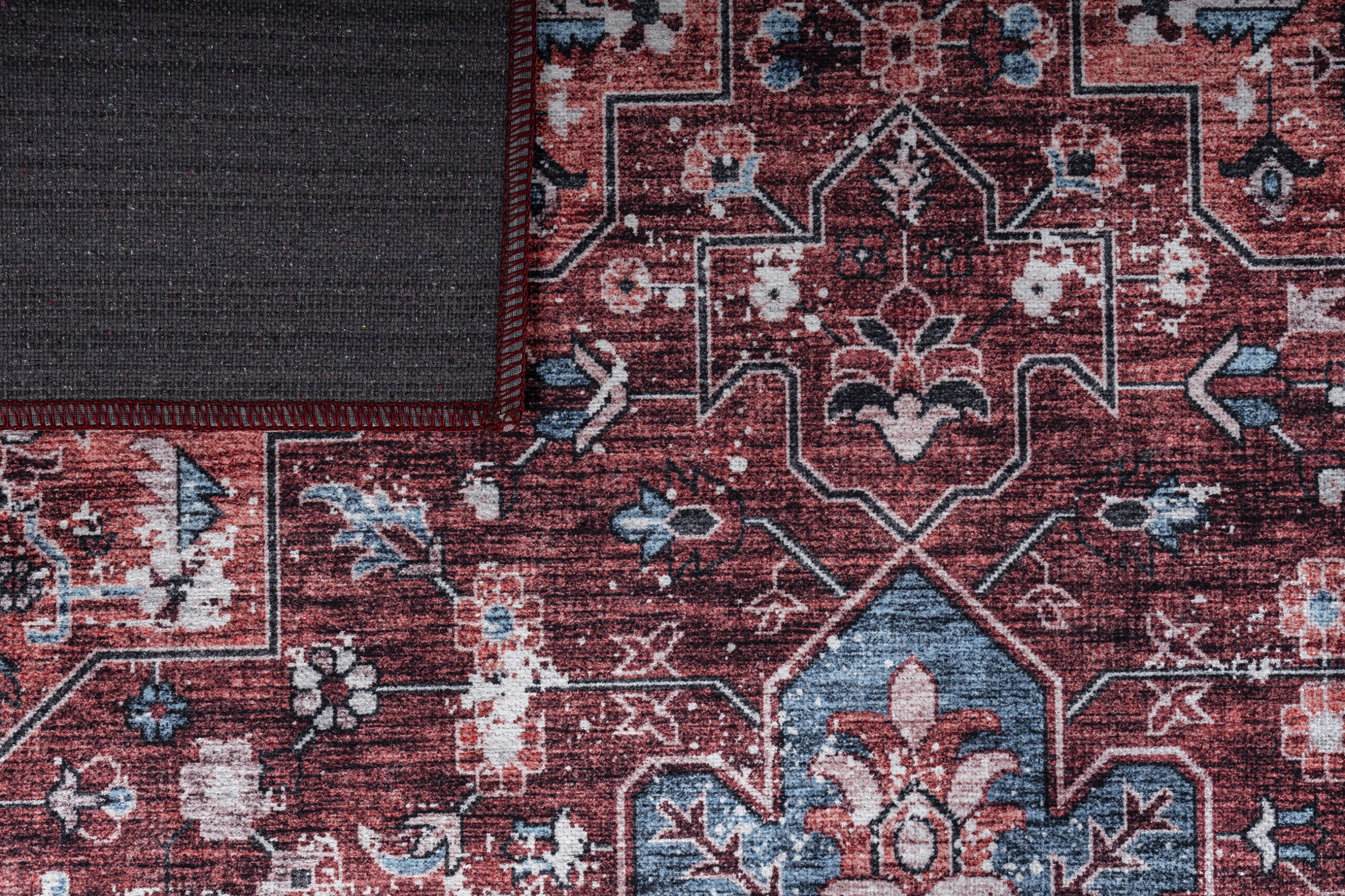 Dubai Red Navy Blue Non-Slip Rug