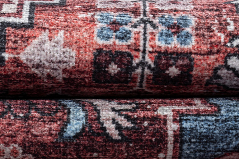 Dubai Red Navy Blue Non-Slip Rug