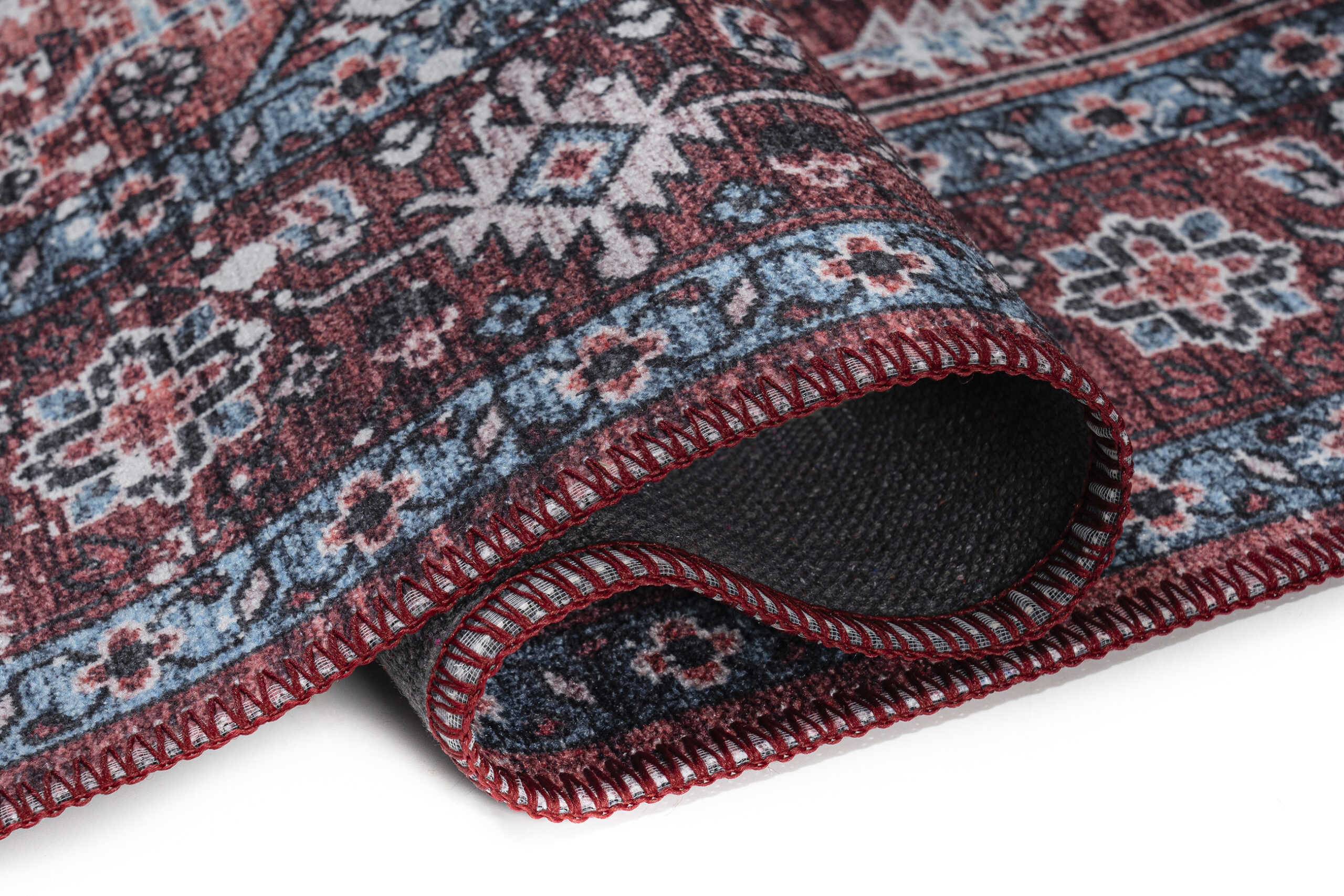 Dubai Red Navy Blue Non-Slip Rug