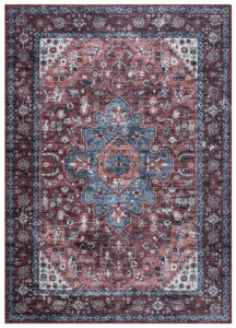 Dubai Red Navy Blue Non-Slip Rug