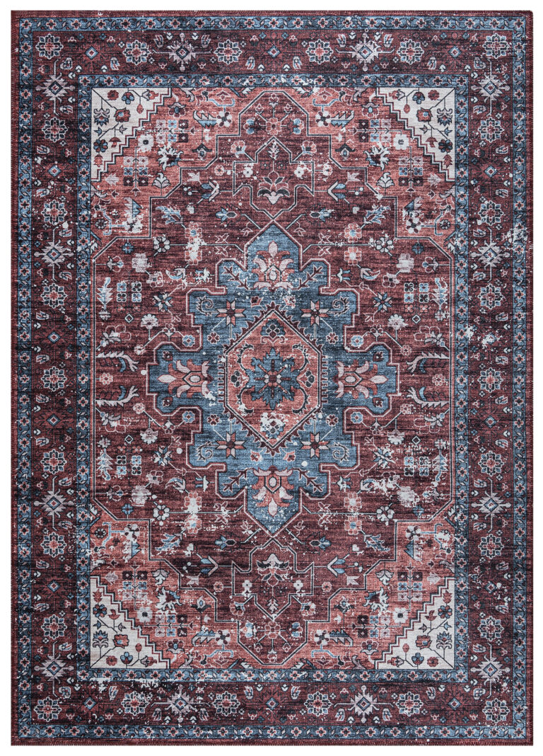 Dubai Red Navy Blue Non-Slip Rug