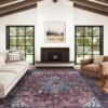 Dubai Red Navy Blue Non-Slip Rug