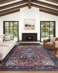 Dubai Red Navy Blue Non-Slip Rug