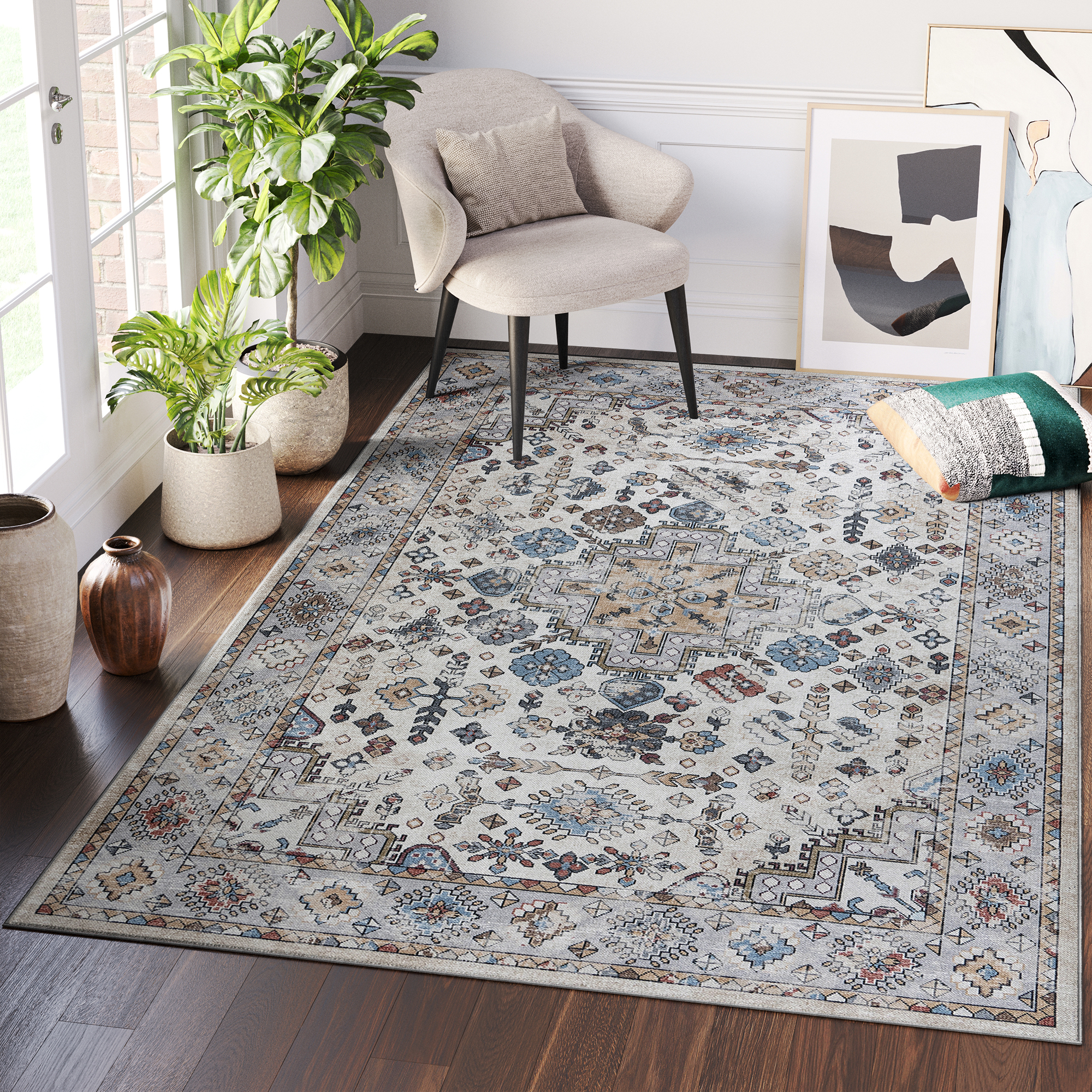 Dubai Multicolour Vintage Non-Slip Rug