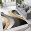 Area Rug Dream Modern Grey Yellow Waves