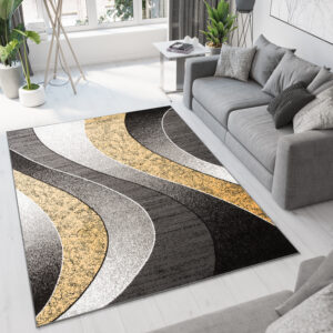 Area Rug Dream Modern Grey Yellow Waves