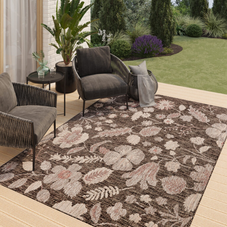 Outdoor Rug Melissa Brown Flowers