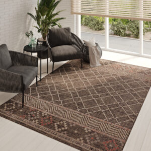 Outdoor Rug Melissa Dark Brown Geometric