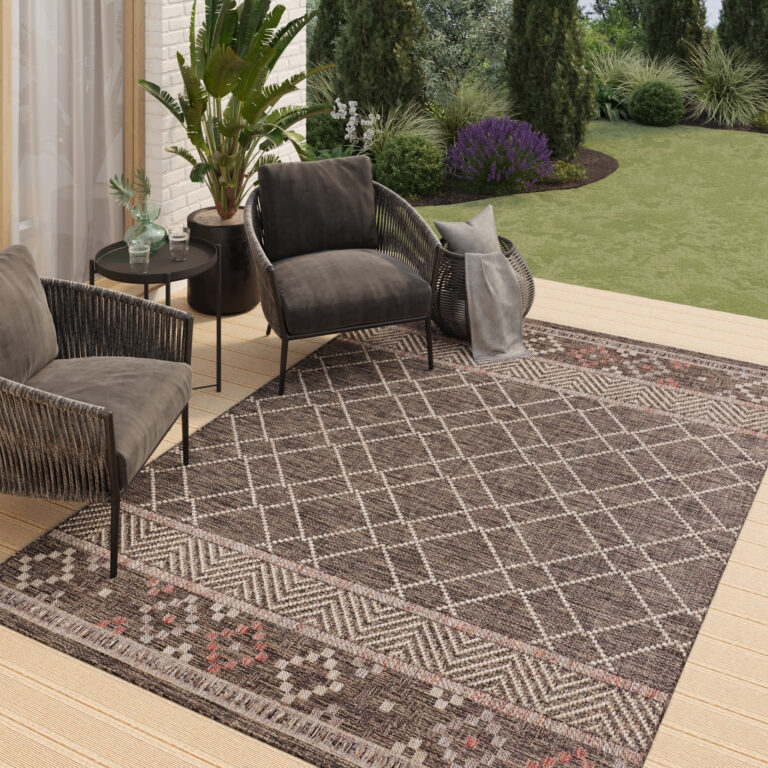 Outdoor Rug Melissa Dark Brown Geometric