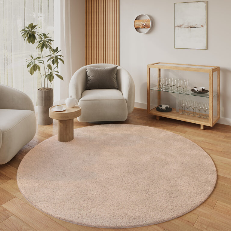 Area Rug Lumi Round Beige Non-Slip