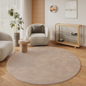 Area Rug Lumi Round Brown Non-Slip