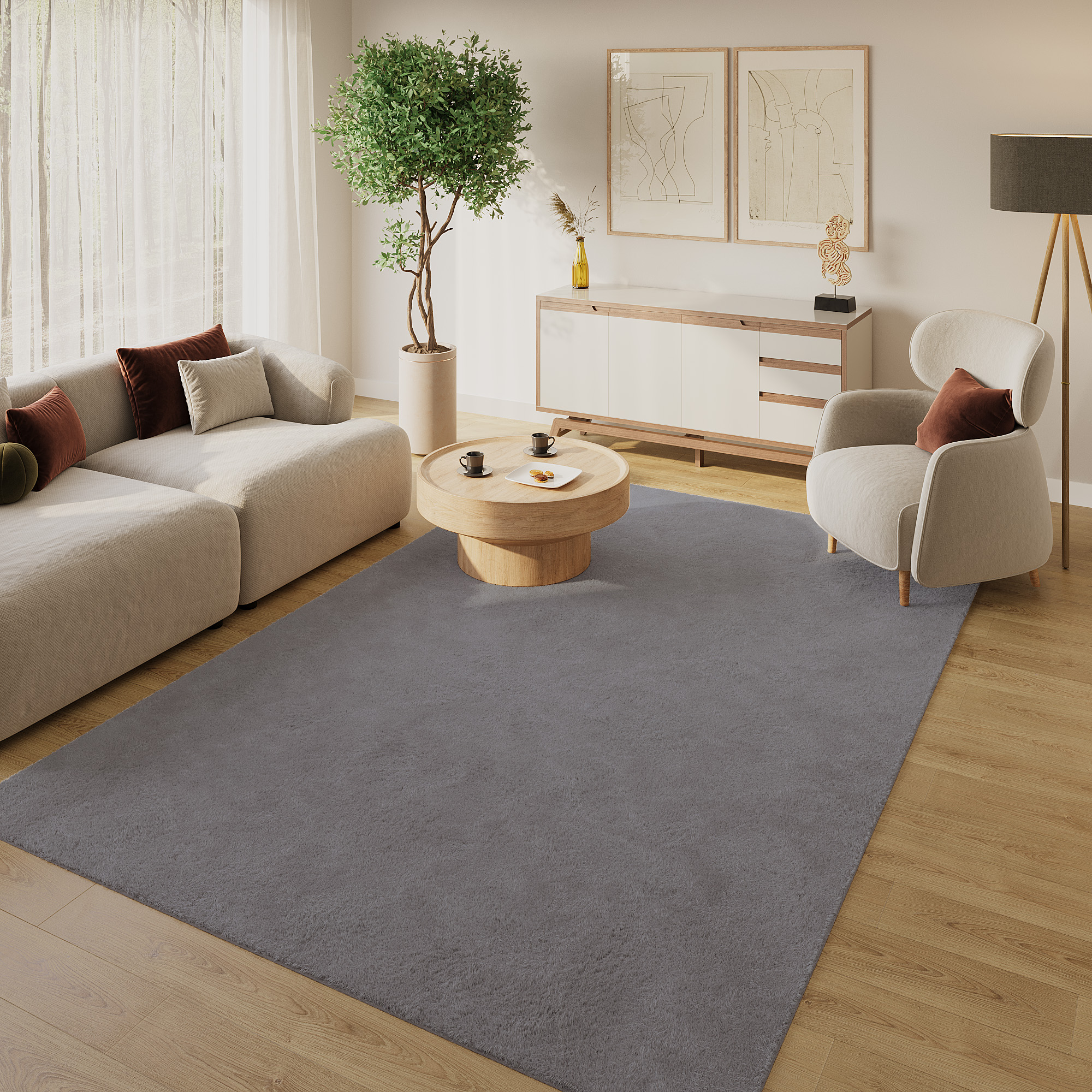 Area Rug Lumi Dark Grey Non-Slip