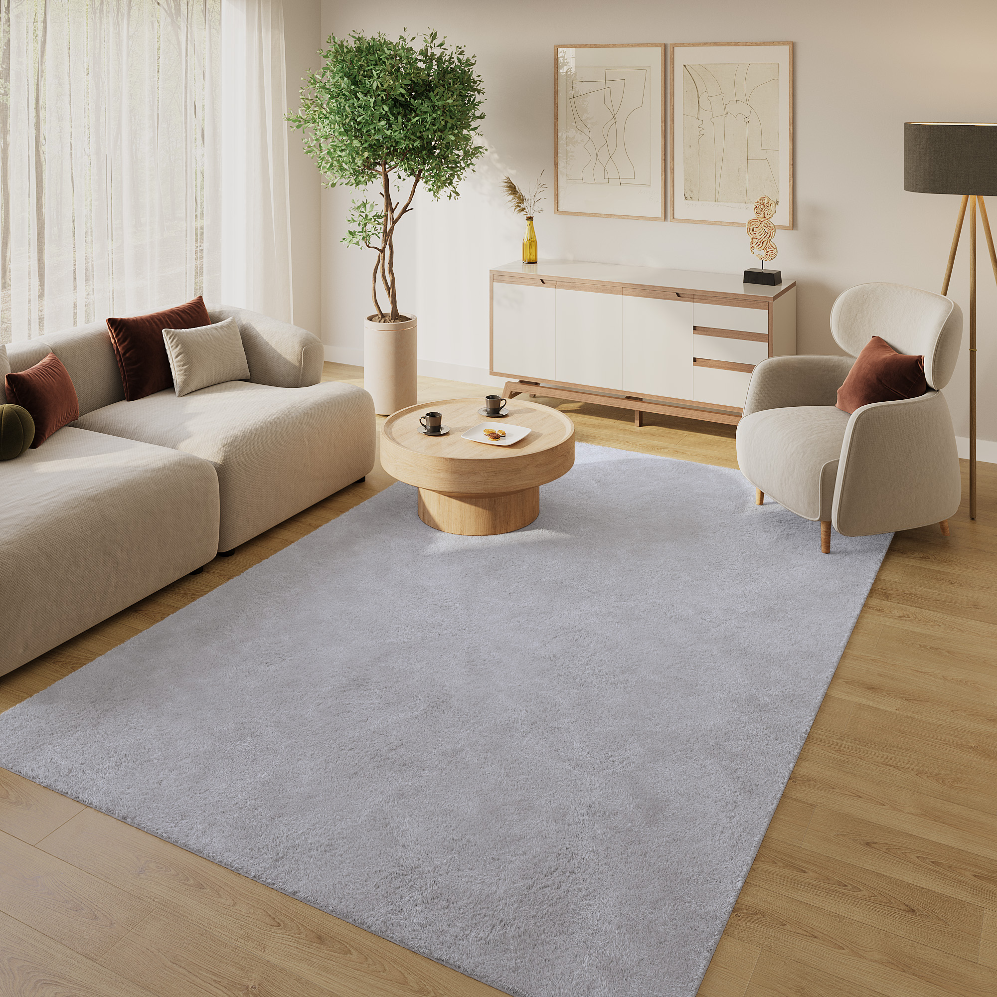 Area Rug Lumi Light Grey Non-Slip