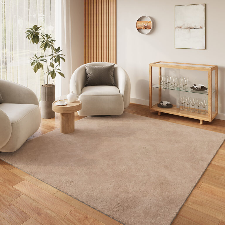Area Rug Lumi Square Beige Non-Slip