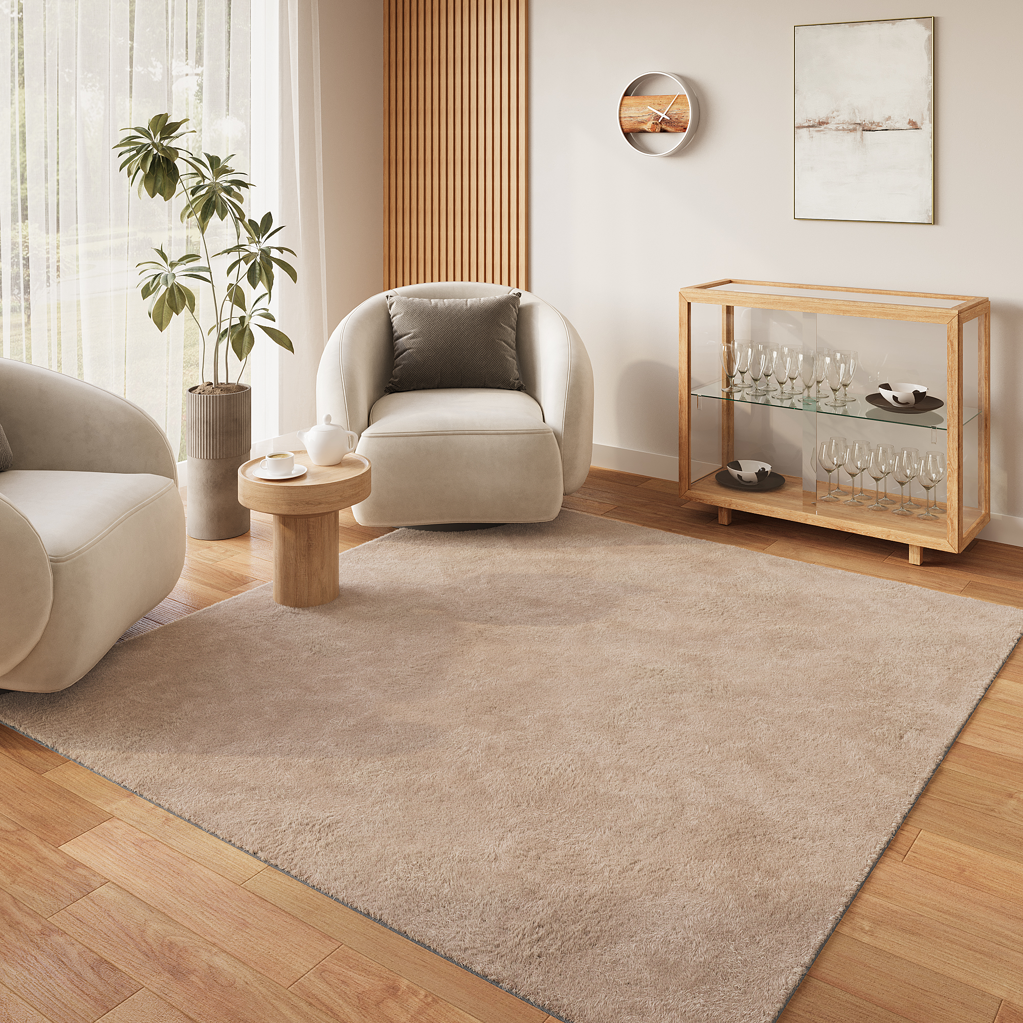 Area Rug Lumi Square Brown Non-Slip