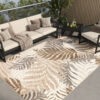 Outdoor Patio Rug Beige Leaves