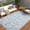Outdoor Patio Rug Blue Ornaments