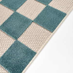 Checker Outdoor Rug Cream Turquoise